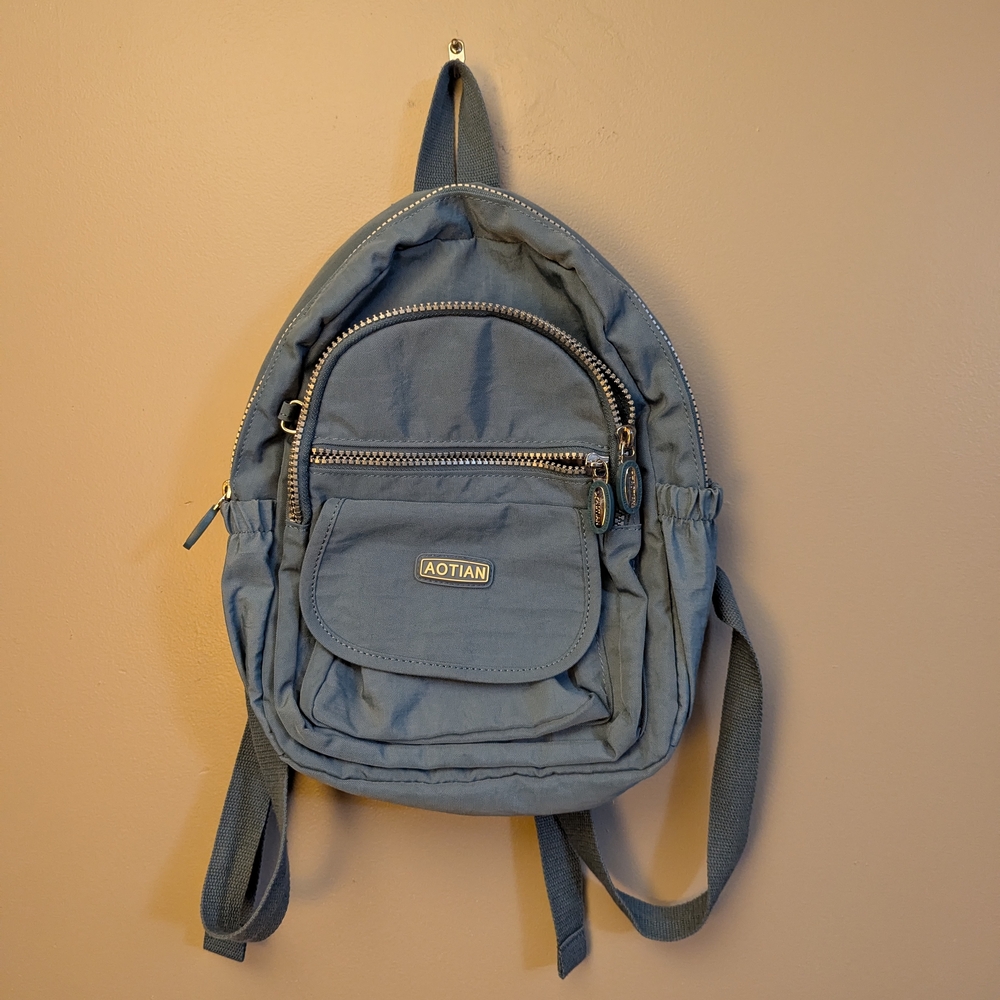 Slate Blue Backpack with Durable Canvas and Adjustable Straps